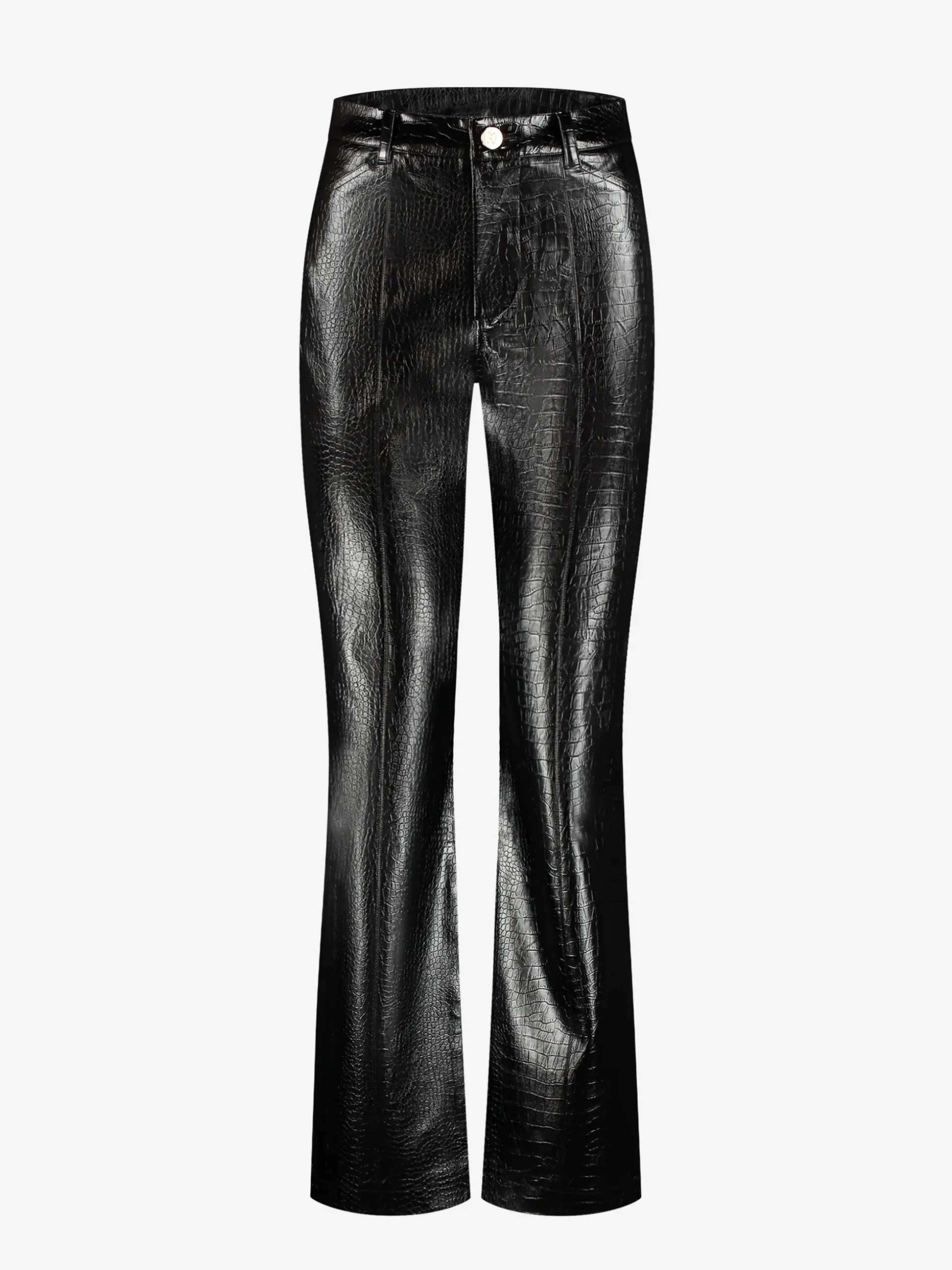 Broek van imitatieleer met croco patroon