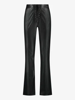 Broek van imitatieleer met veter detail