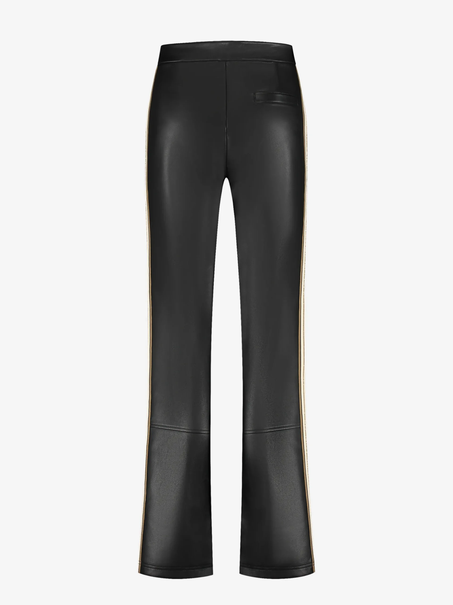 Broek van imitatieleer met bies aan zijkant