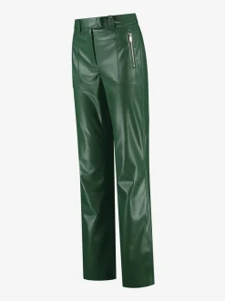 Broek van imitatieleer met wijde pijpen