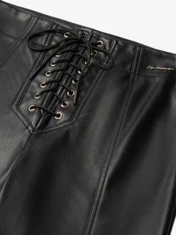 Broek van imitatieleer met veter detail