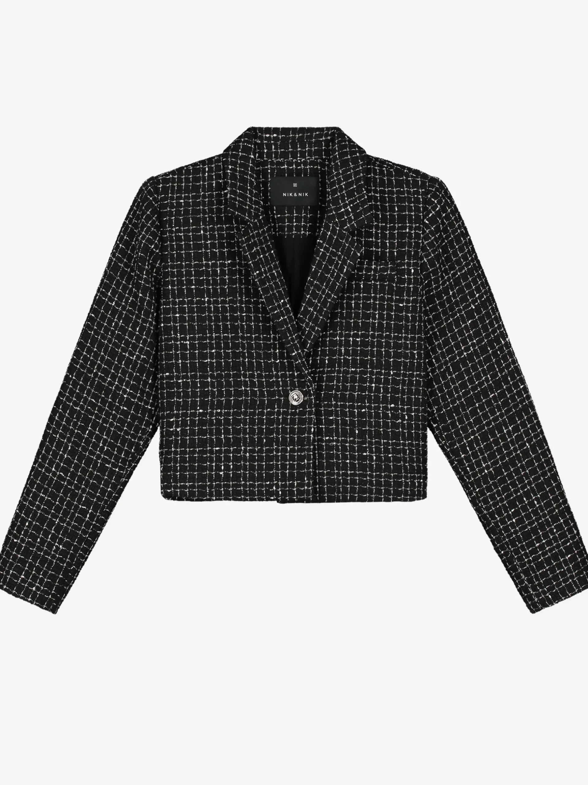Cropped blazer met pied-de-poule patroon