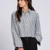 Cropped blouse met wijde mouwen en strass details
