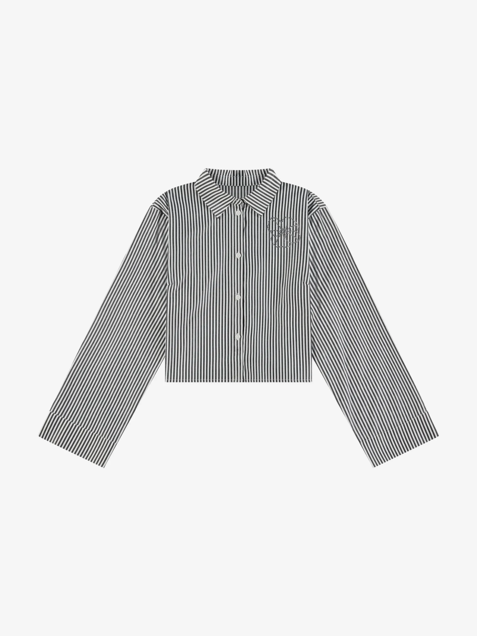 Cropped blouse met wijde mouwen en strass details