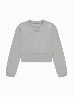 Cropped sweater met brede elastische tailleband