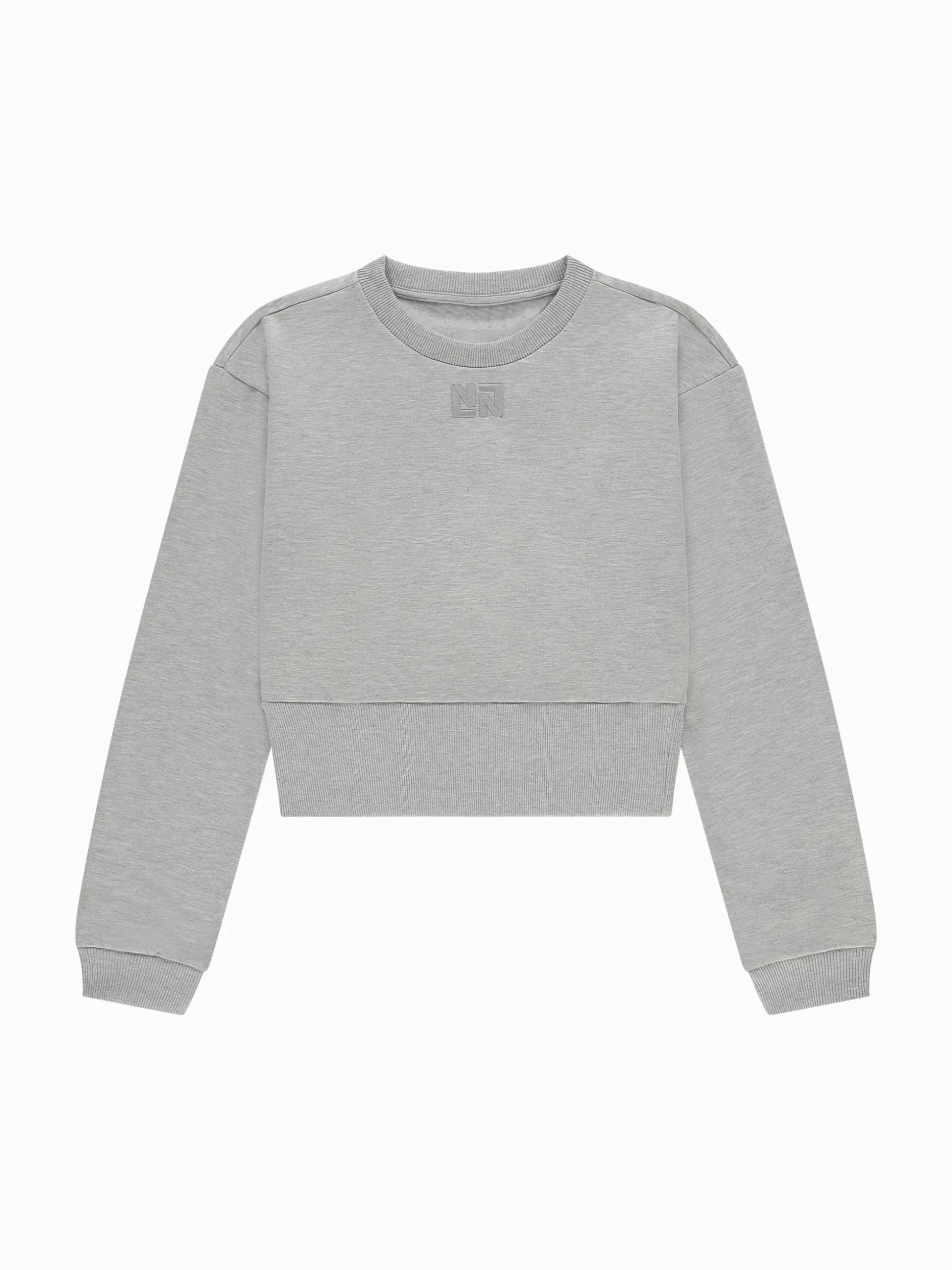 Cropped sweater met brede elastische tailleband