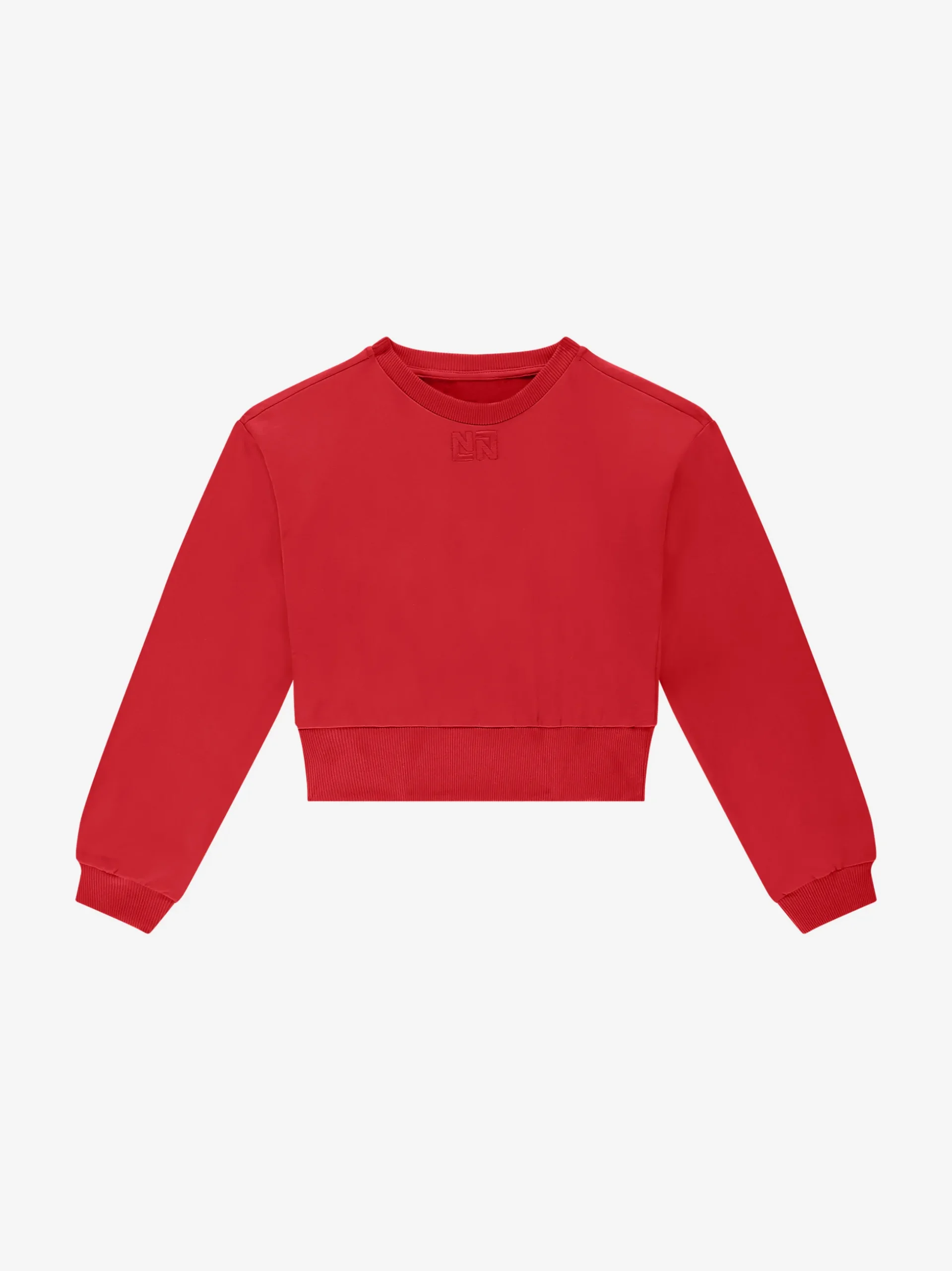 Cropped sweater met brede elastische tailleband