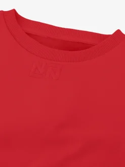 Cropped sweater met brede elastische tailleband