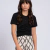 Cropped T-shirt met gedrapeerd detail