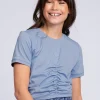 Cropped T-shirt met gedrapeerd detail