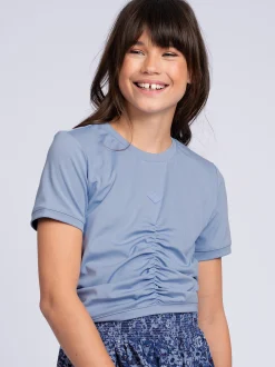 Cropped T-shirt met gedrapeerd detail