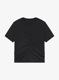 Cropped T-shirt met gedrapeerd detail