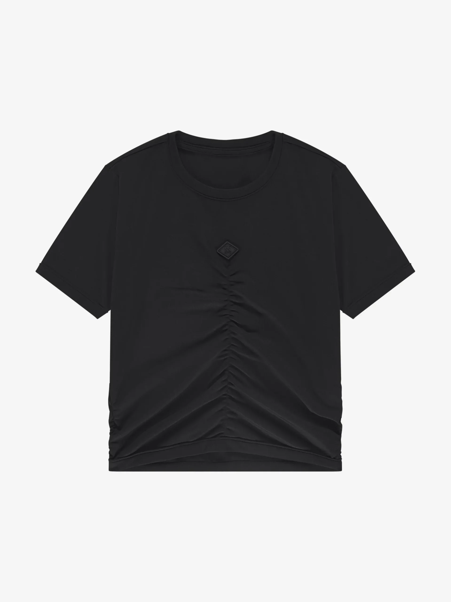 Cropped T-shirt met gedrapeerd detail