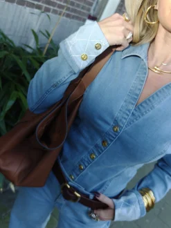 Denim body met omslagrand met N-logo