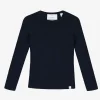 Donkerblauwe top met lange mouwen