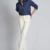Flared jeans met gevlochten detail bij zakken