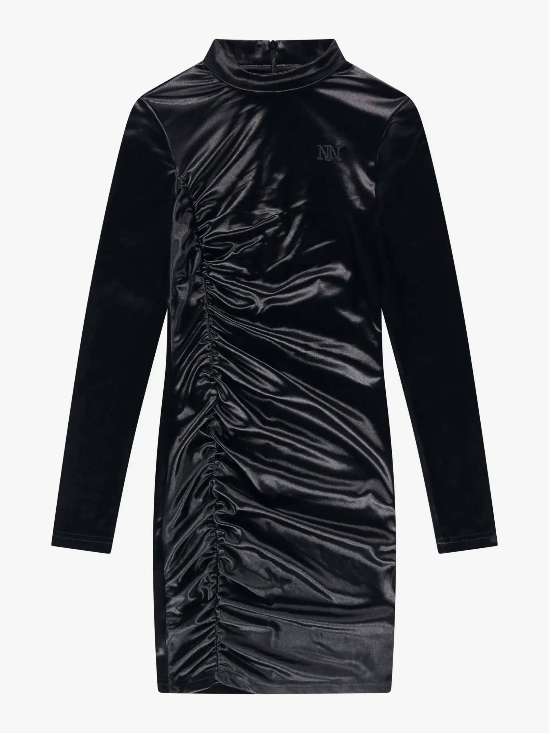 Gedrapeerde jurk met velvet look