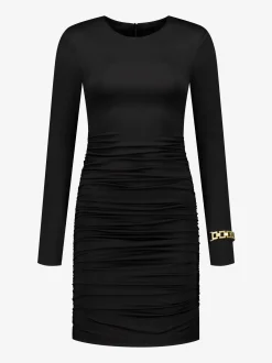 Gedrapeerde lange jurk met ketting detail