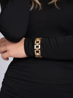 Gedrapeerde lange jurk met ketting detail