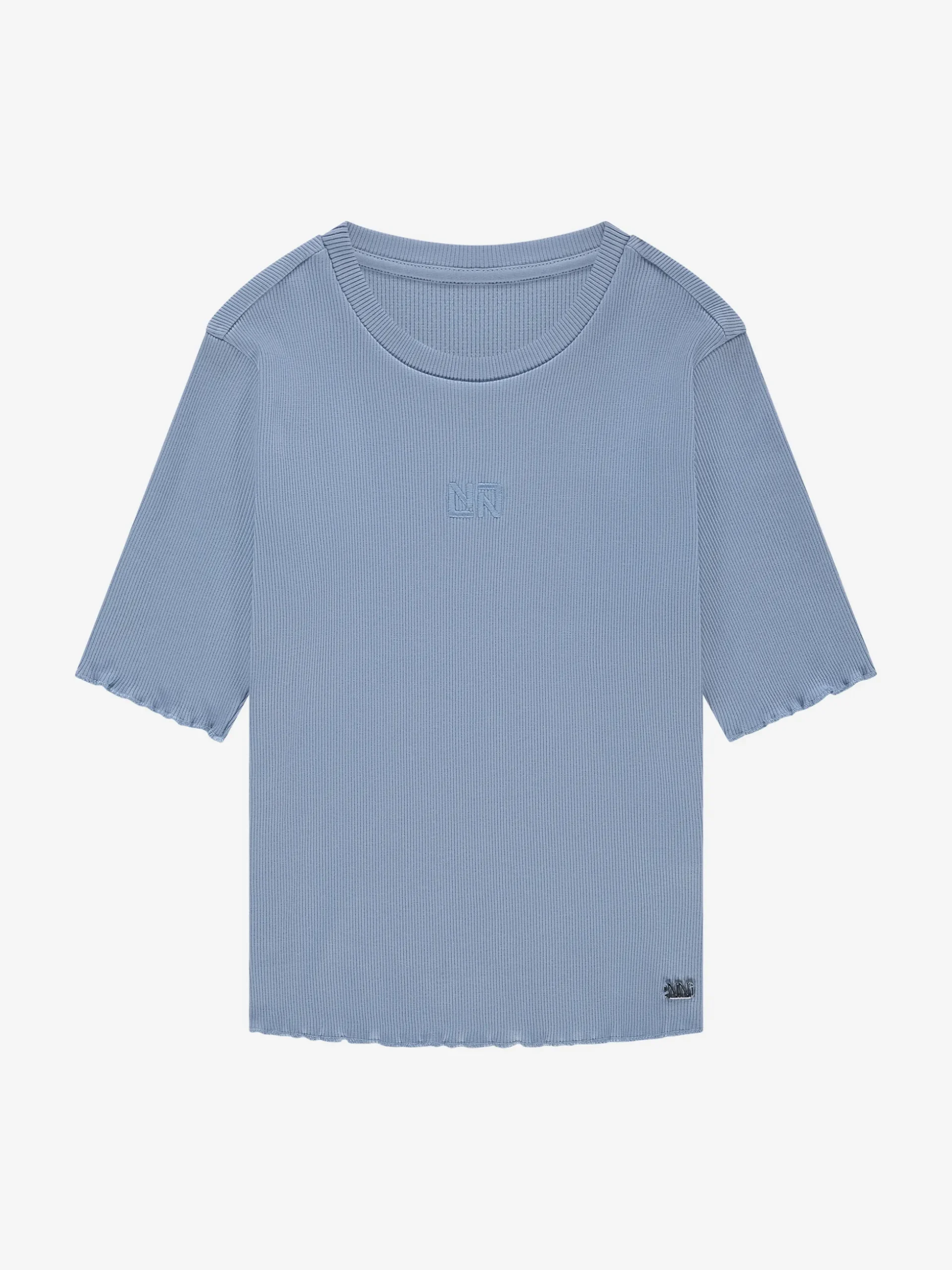 Geribbelde crop top met ruches
