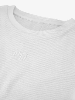 Geribbelde crop top met ruches