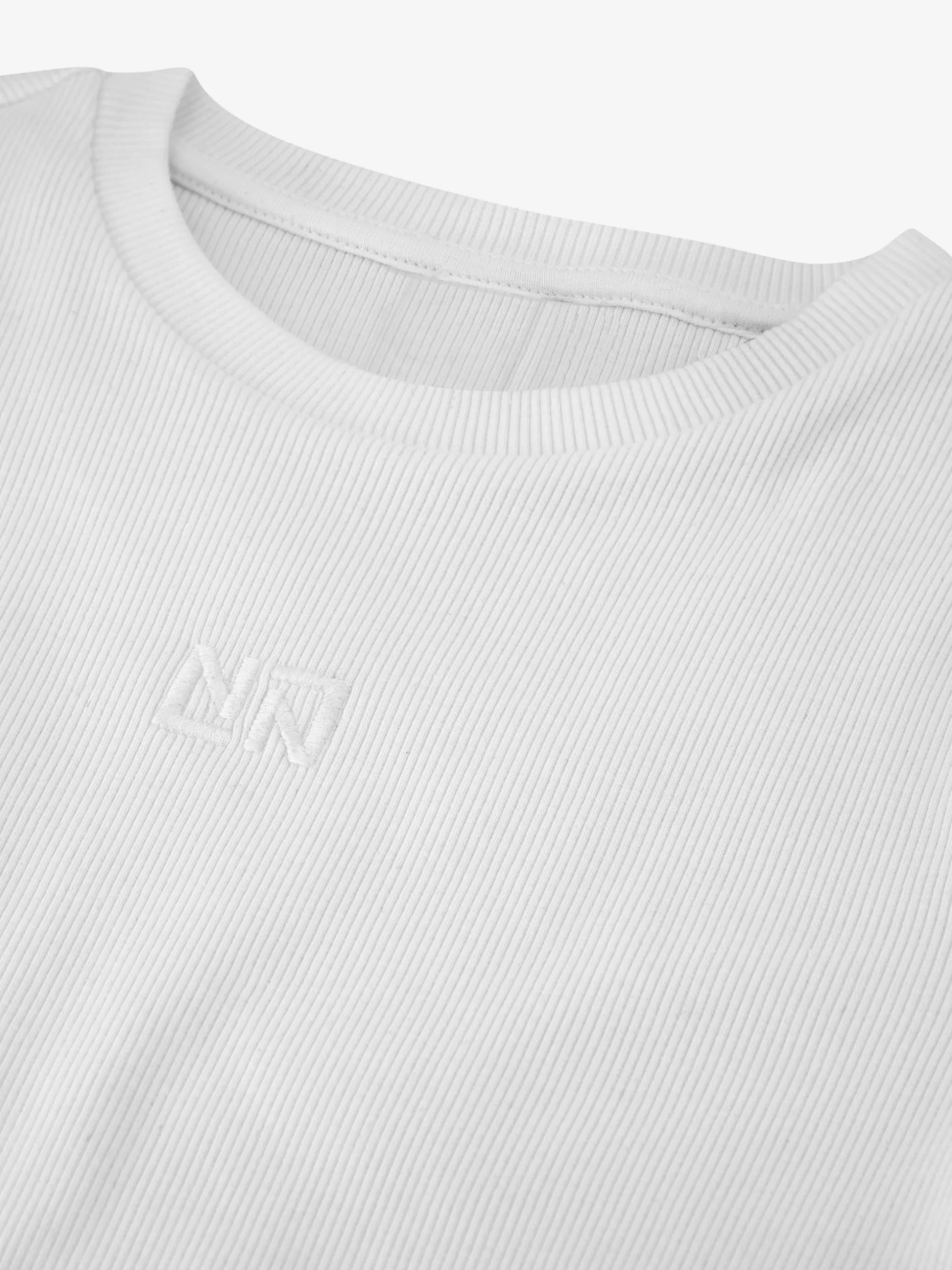 Geribbelde crop top met ruches