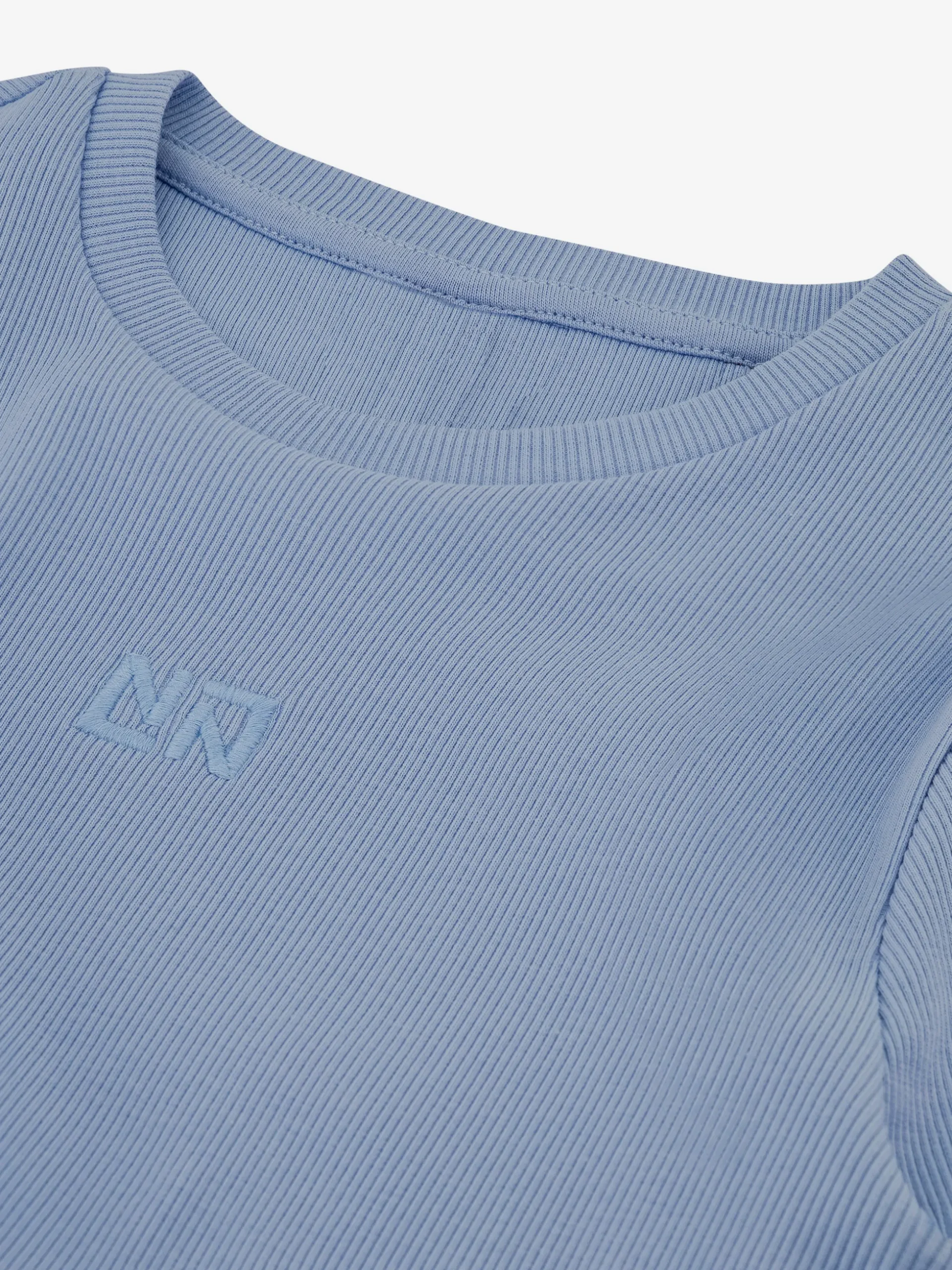 Geribbelde crop top met ruches