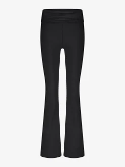 Geribbelde flared legging met omgeslagen taillerand