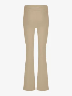 Geribbelde flared legging met omgeslagen taillerand