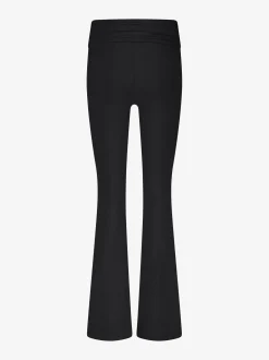 Geribbelde flared legging met omgeslagen taillerand