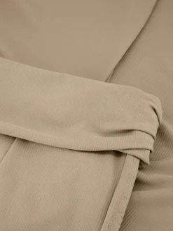 Geribbelde flared legging met omgeslagen taillerand