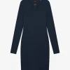 Geribbelde jurk met open detail