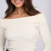 Geribbelde off shoulder top