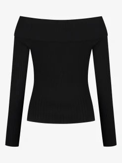 Geribbelde off shoulder top