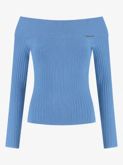 Geribbelde off shoulder top