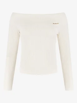 Geribbelde off shoulder top