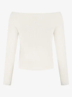 Geribbelde off shoulder top