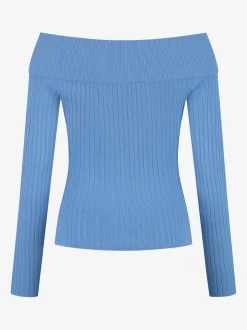 Geribbelde off shoulder top
