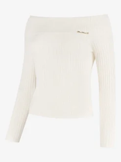 Geribbelde off shoulder top