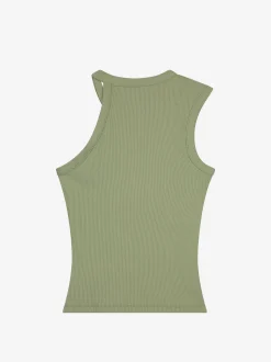 Geribbelde one shoulder top