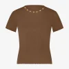 Geribbelde top met gerafelde mouwen en studs