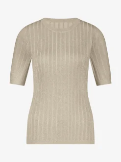 Geribbelde top met glitters
