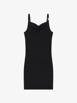 Geribde jurk met gedrapeerd detail