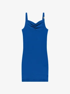 Geribde jurk met gedrapeerd detail