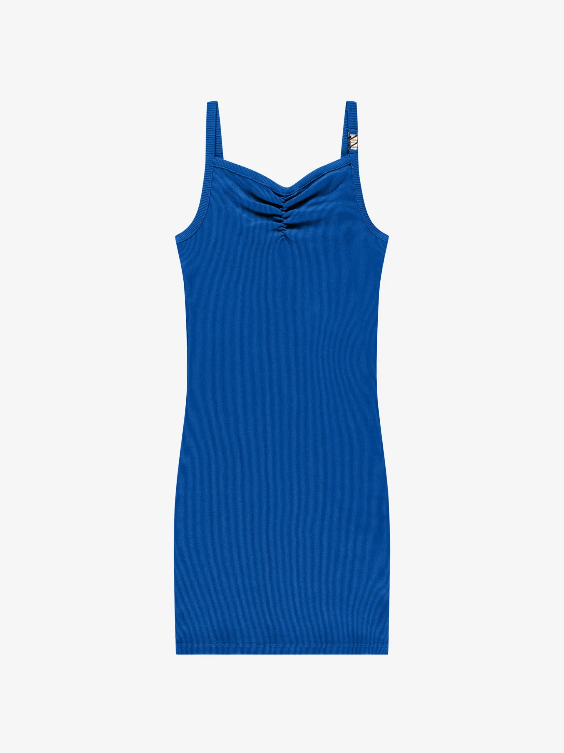 Geribde jurk met gedrapeerd detail