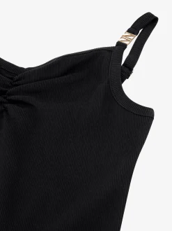 Geribde jurk met gedrapeerd detail