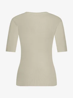 Geribde top met cut-out details en logo gespen