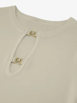Geribde top met cut-out details en logo gespen
