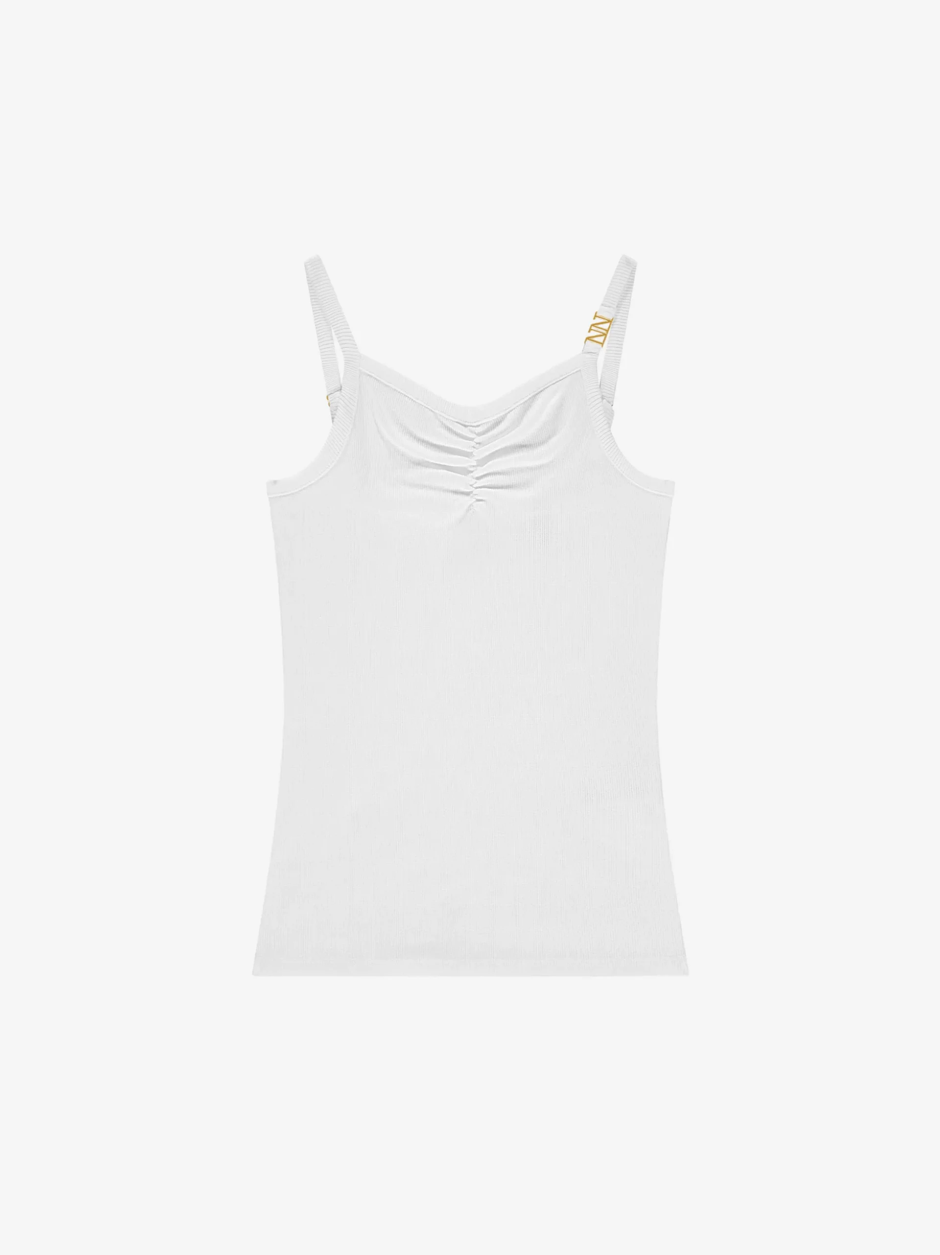 Geribde top met gedrapeerd detail