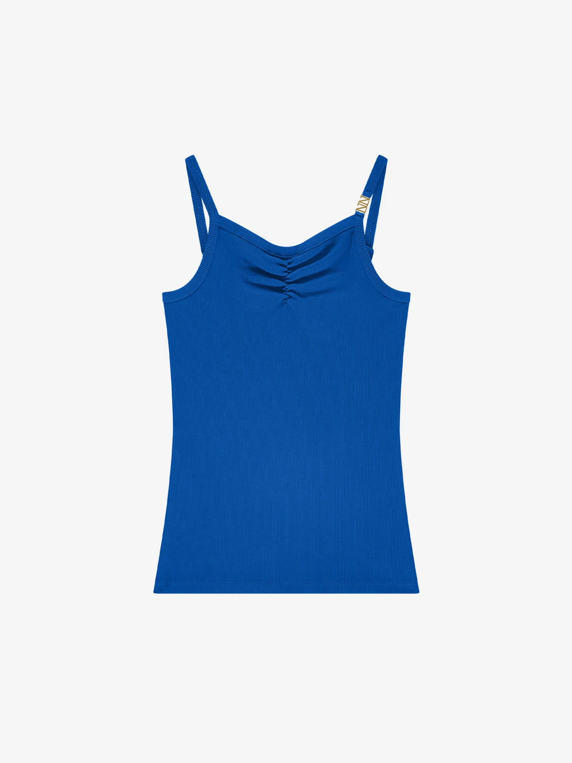 Geribde top met gedrapeerd detail